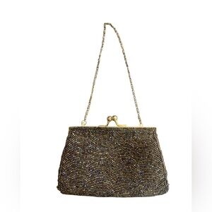 Elegant Gold Beaded Evening Bag